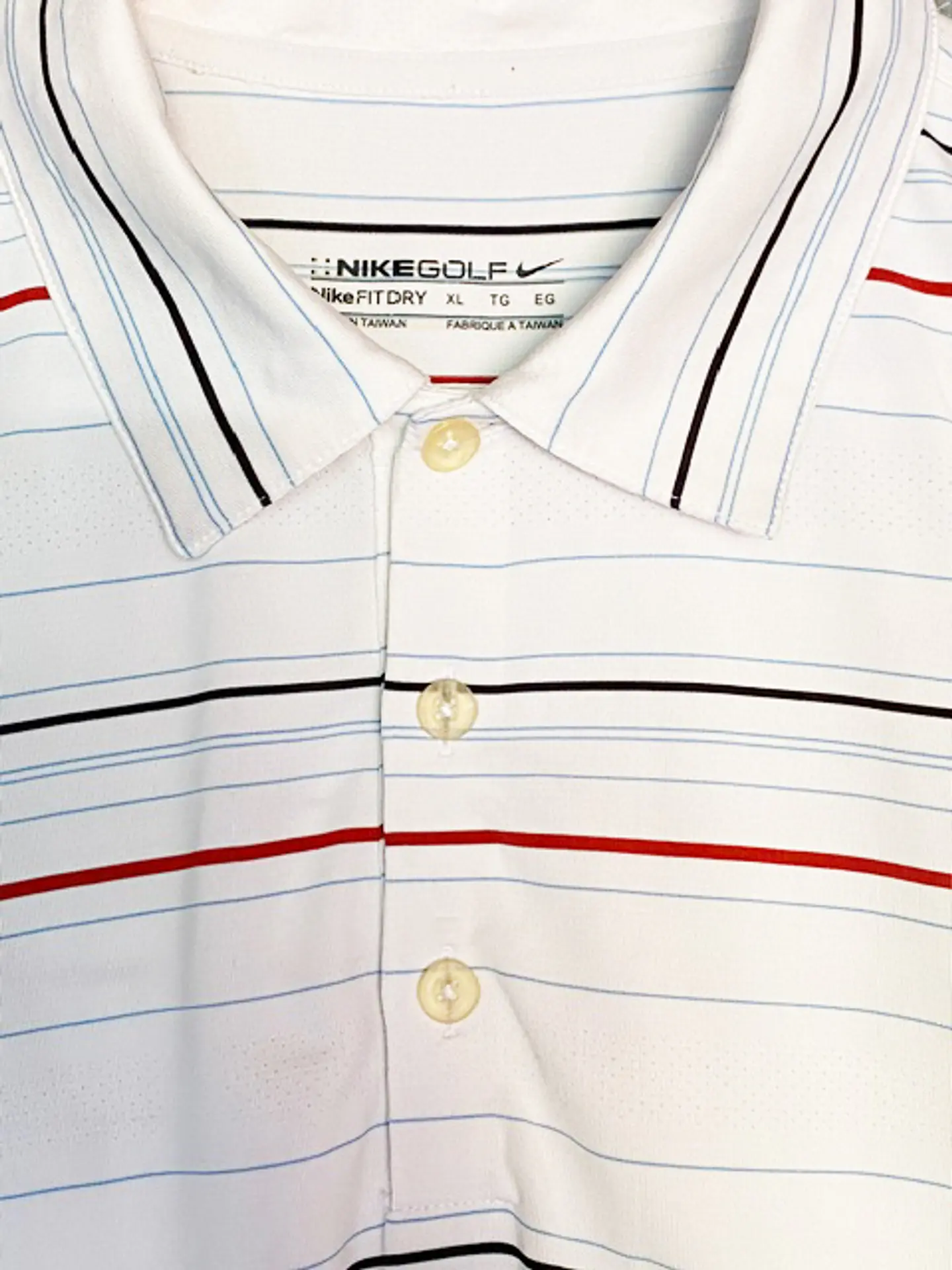 Polera Tipo Polo Hombre Nike Golf Original Rayada Blanca Talla XL 8
