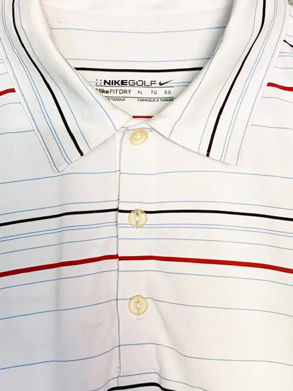 Polera Tipo Polo Hombre Nike Golf Original Rayada Blanca Talla XL 8