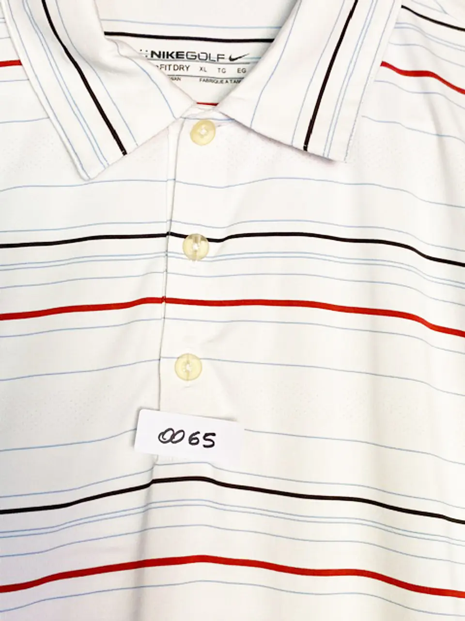 Polera Tipo Polo Hombre Nike Golf Original Rayada Blanca Talla XL 13
