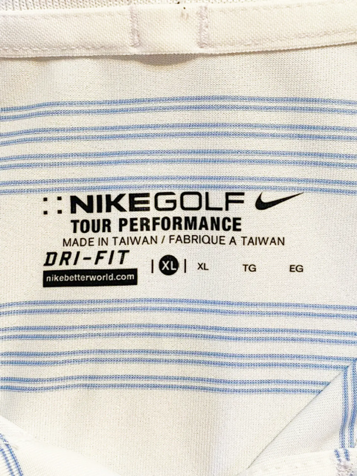 Polera Tipo Polo Hombre Nike Golf Original Rayada Blanca Y Celeste Talla XL 6