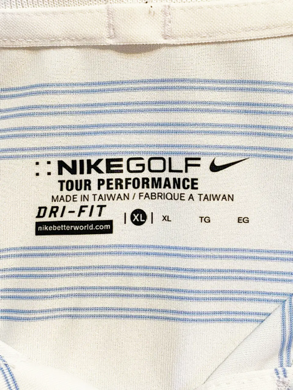 Polera Tipo Polo Hombre Nike Golf Original Rayada Blanca Y Celeste Talla XL 6