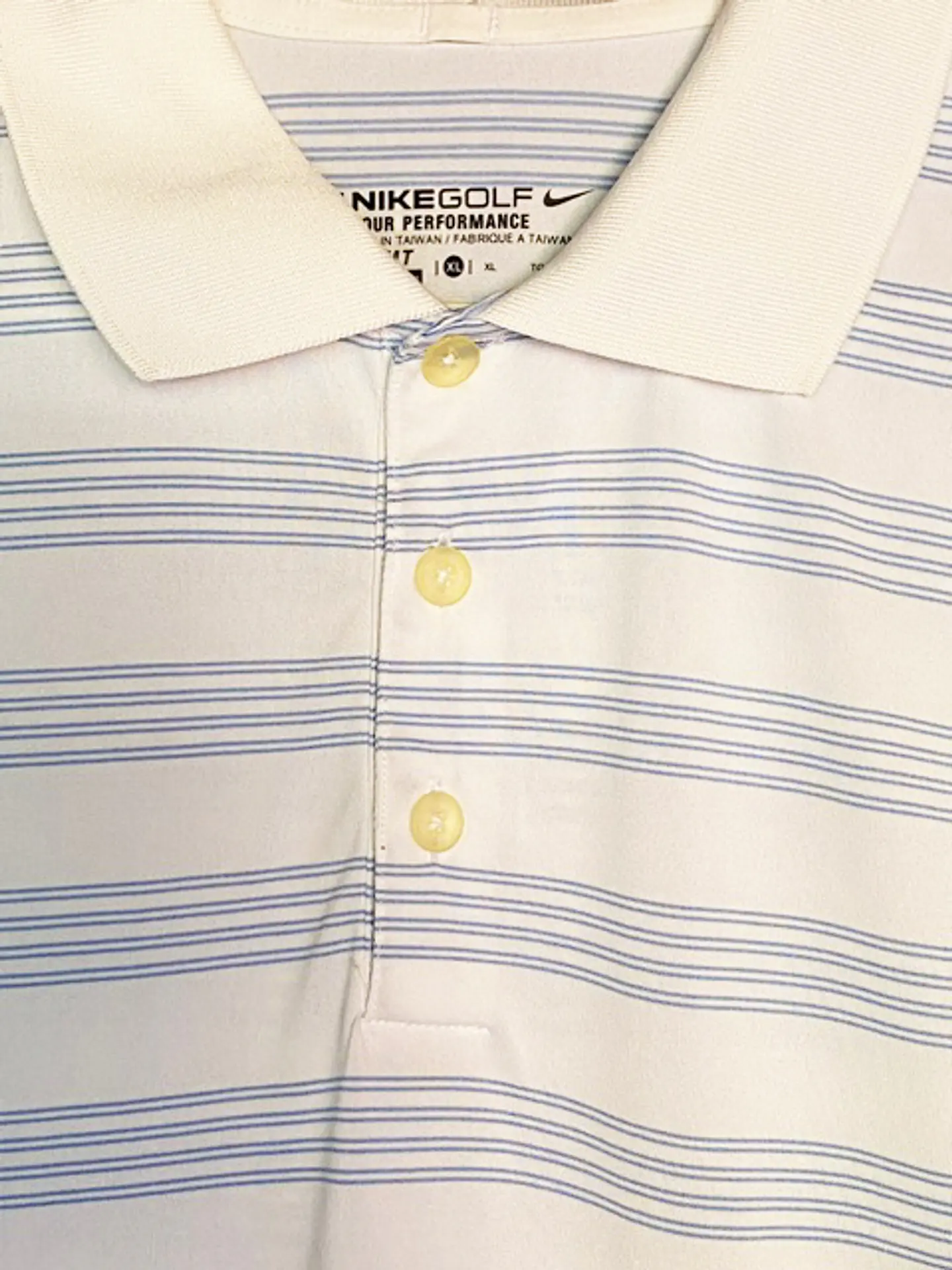 Polera Tipo Polo Hombre Nike Golf Original Rayada Blanca Y Celeste Talla XL 7