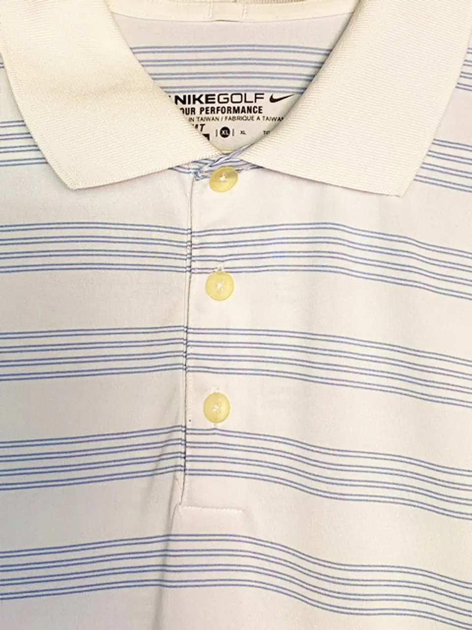 Polera Tipo Polo Hombre Nike Golf Original Rayada Blanca Y Celeste Talla XL 7