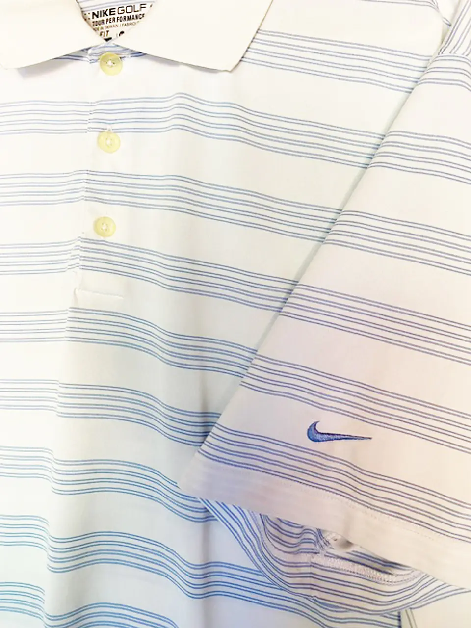 Polera Tipo Polo Hombre Nike Golf Original Rayada Blanca Y Celeste Talla XL 8