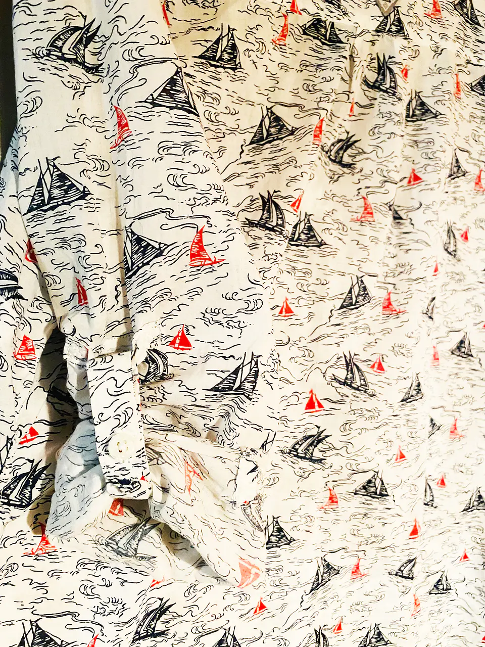 Camisa Mujer Columbia Blanca Estampada Veleros Talla M 12