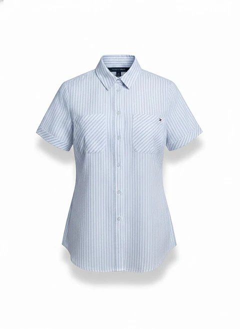 Blusa Camisa Mujer Tommy Hilfiger Rayas Blanca Talla L