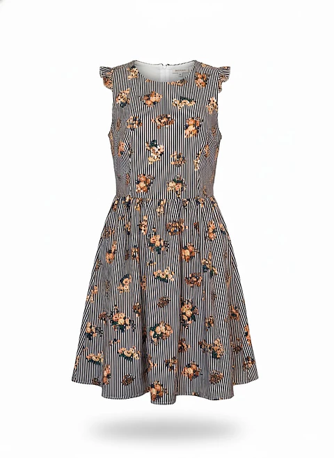 Vestido Corto Juvenil Seguin Hearts Rayas Florales Talla 13 / L