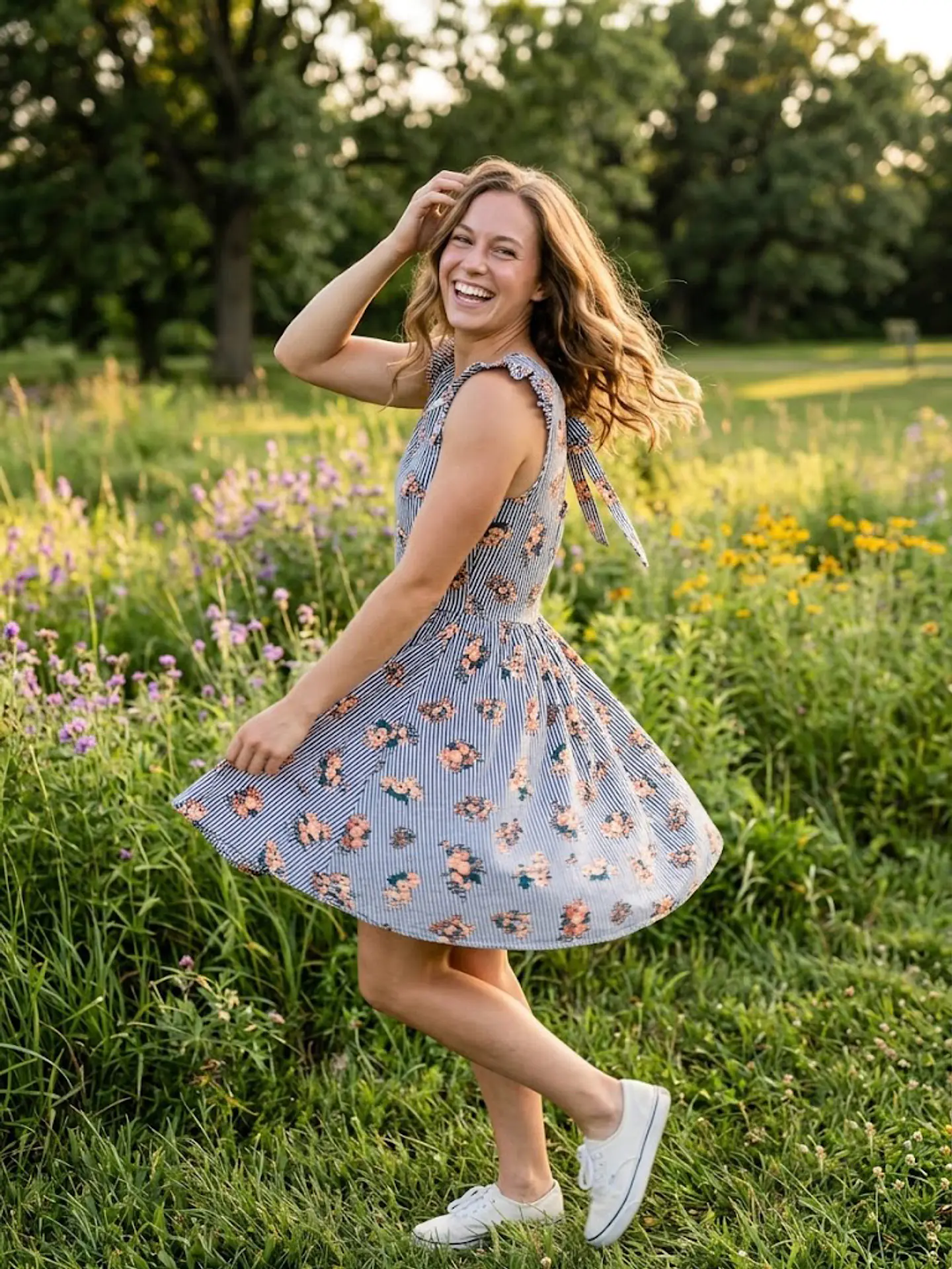Vestido Corto Juvenil Seguin Hearts Rayas Florales Talla 13 / L 3