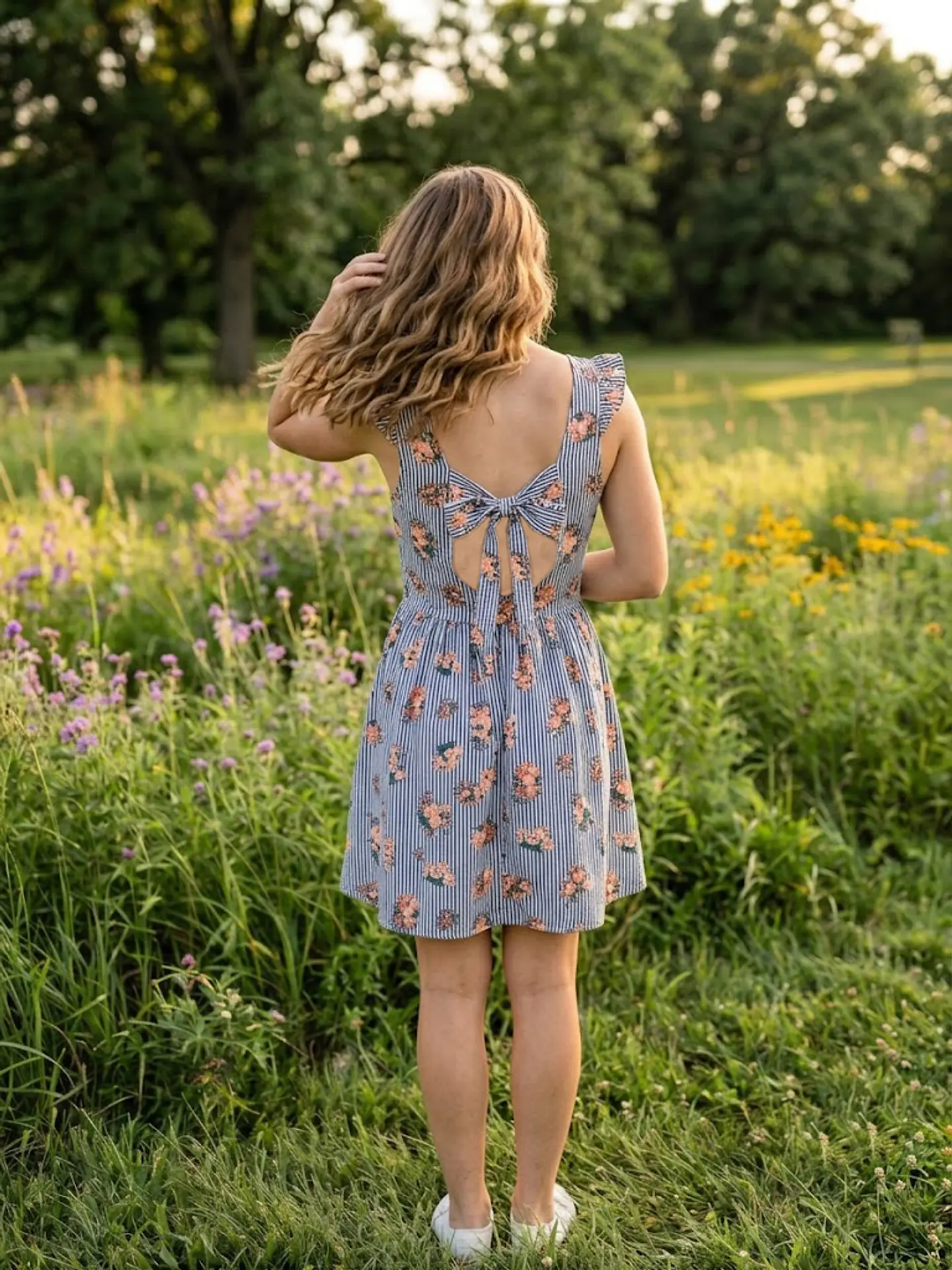 Vestido Corto Juvenil Seguin Hearts Rayas Florales Talla 13 / L 6