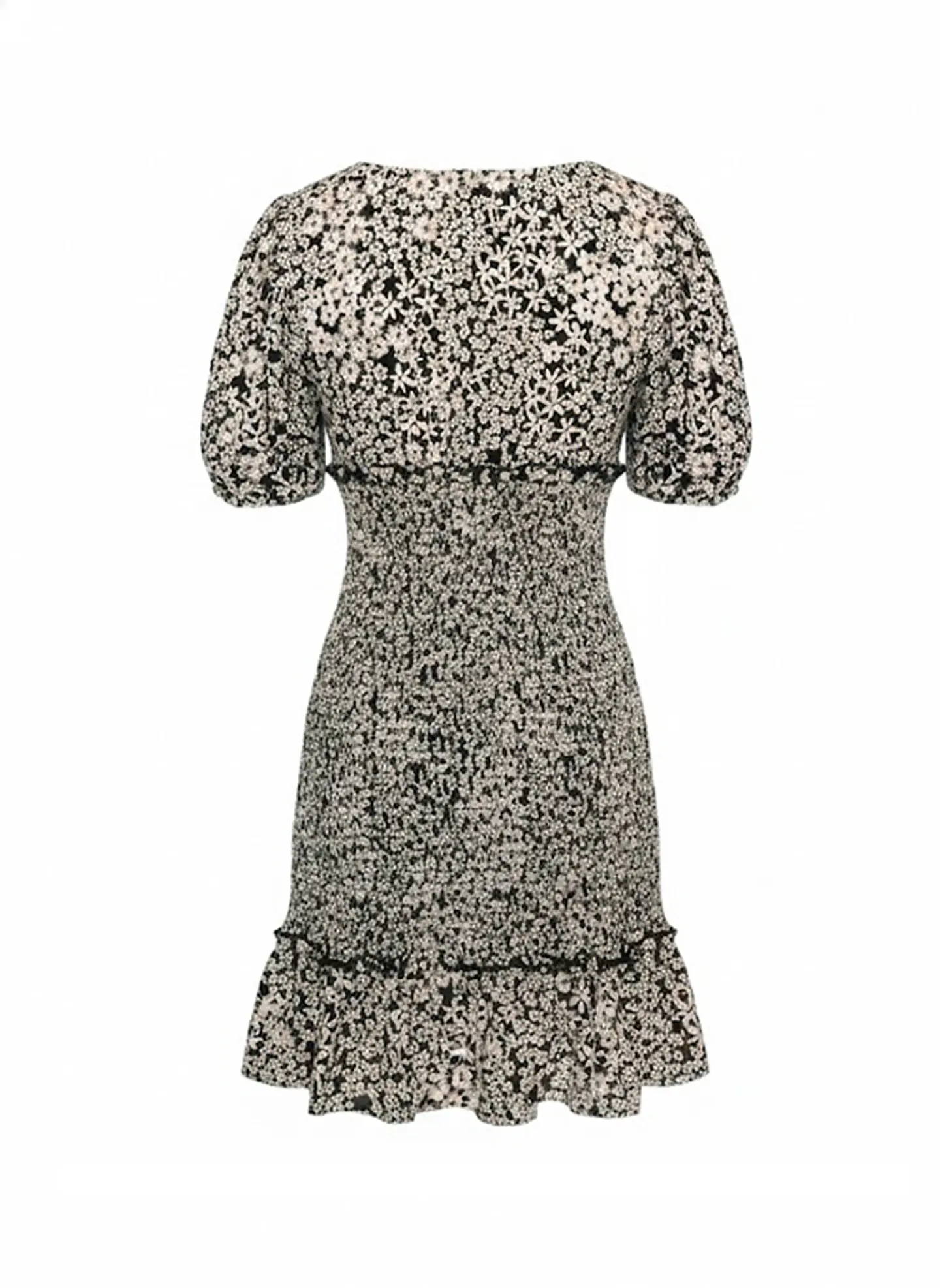 Vestido Corto Casual Floral Blanco y Negro Angie, Talla S 2