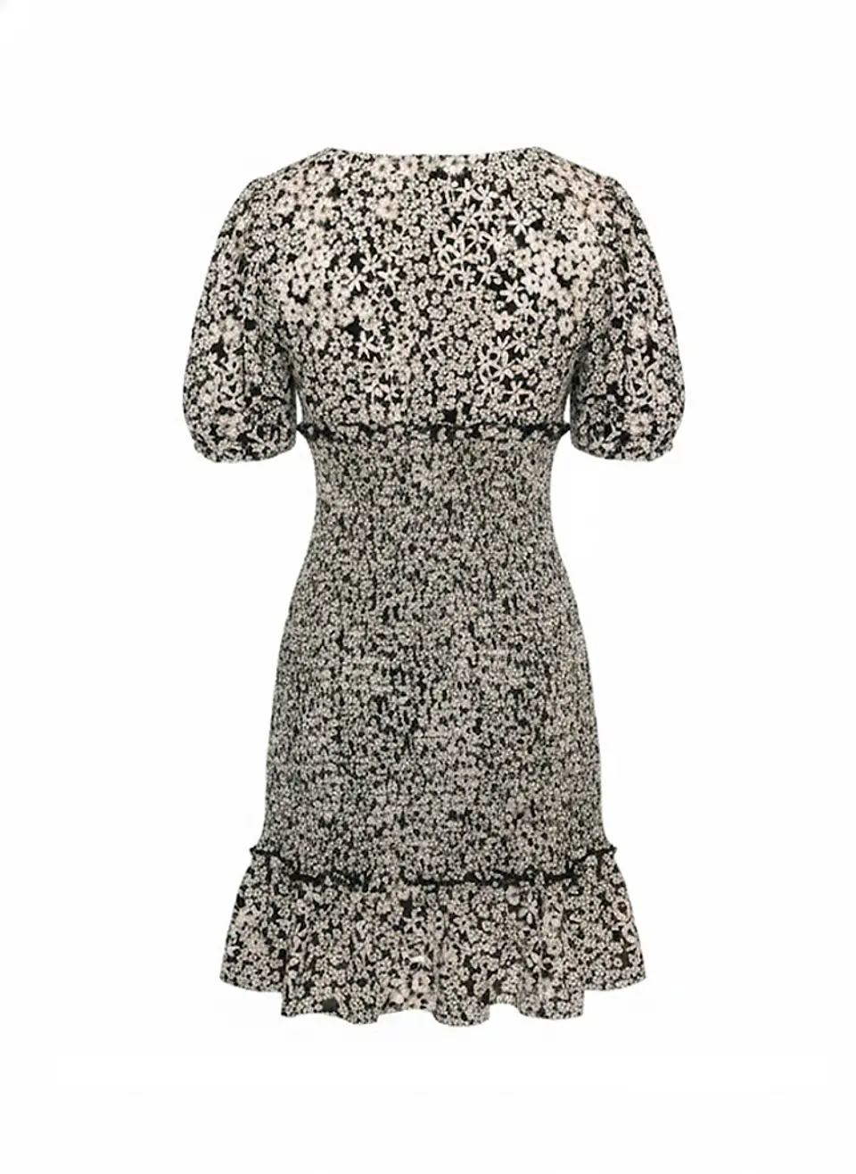 Vestido Corto Casual Floral Blanco y Negro Angie, Talla S 2