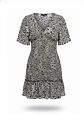Vestido Corto Casual Floral Blanco y Negro Angie, Talla S - Miniatura 1