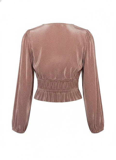 Blusa Plisada Elegante Manga Larga Zara, Talla L