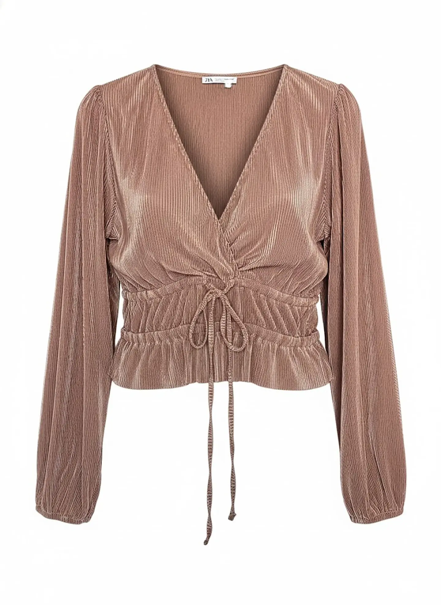 Blusa Plisada Elegante Manga Larga Zara, Talla L 1