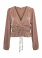 Blusa Plisada Elegante Manga Larga Zara, Talla L - Miniatura 1