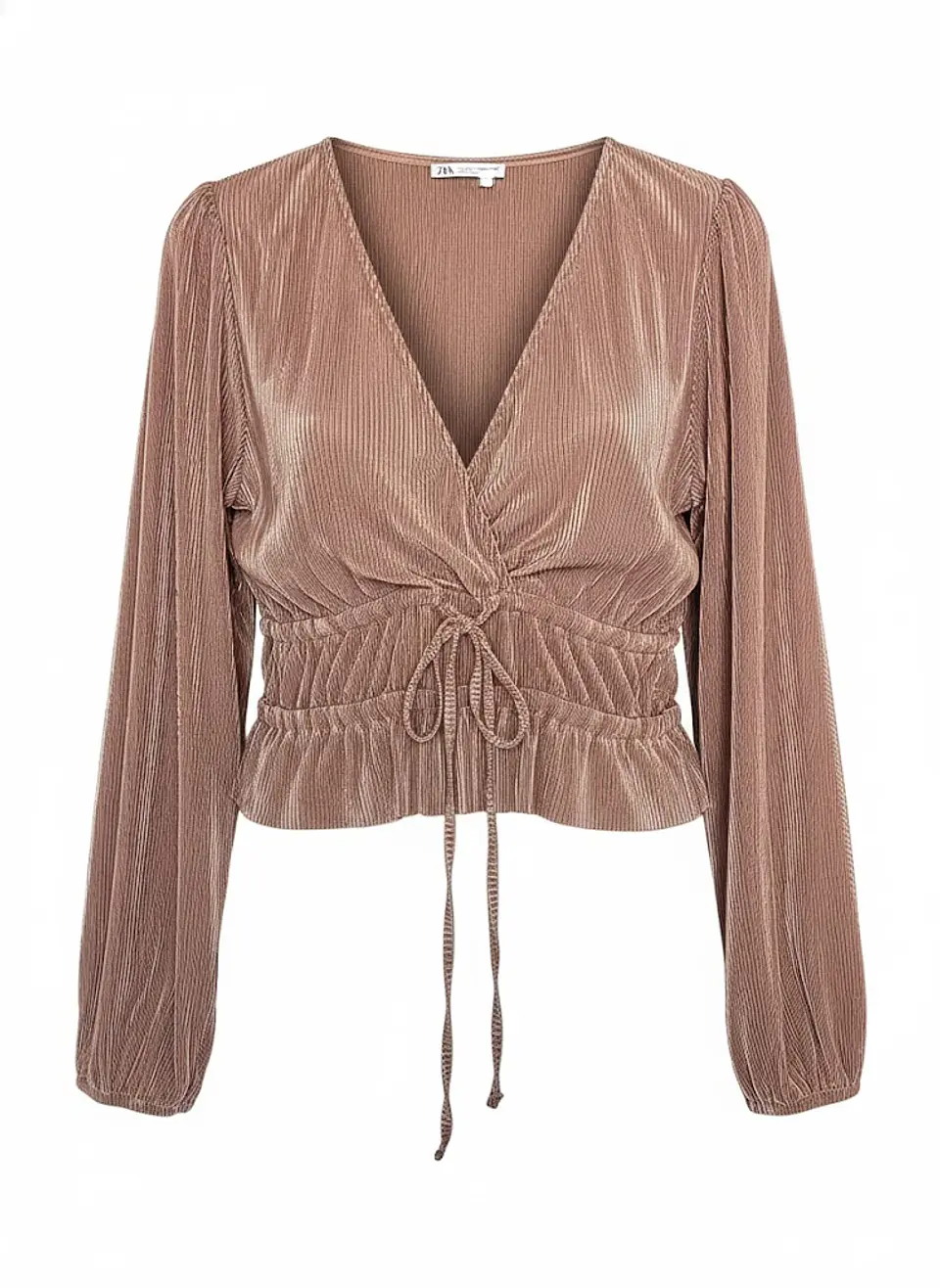 Blusa Plisada Elegante Manga Larga Zara, Talla L 1