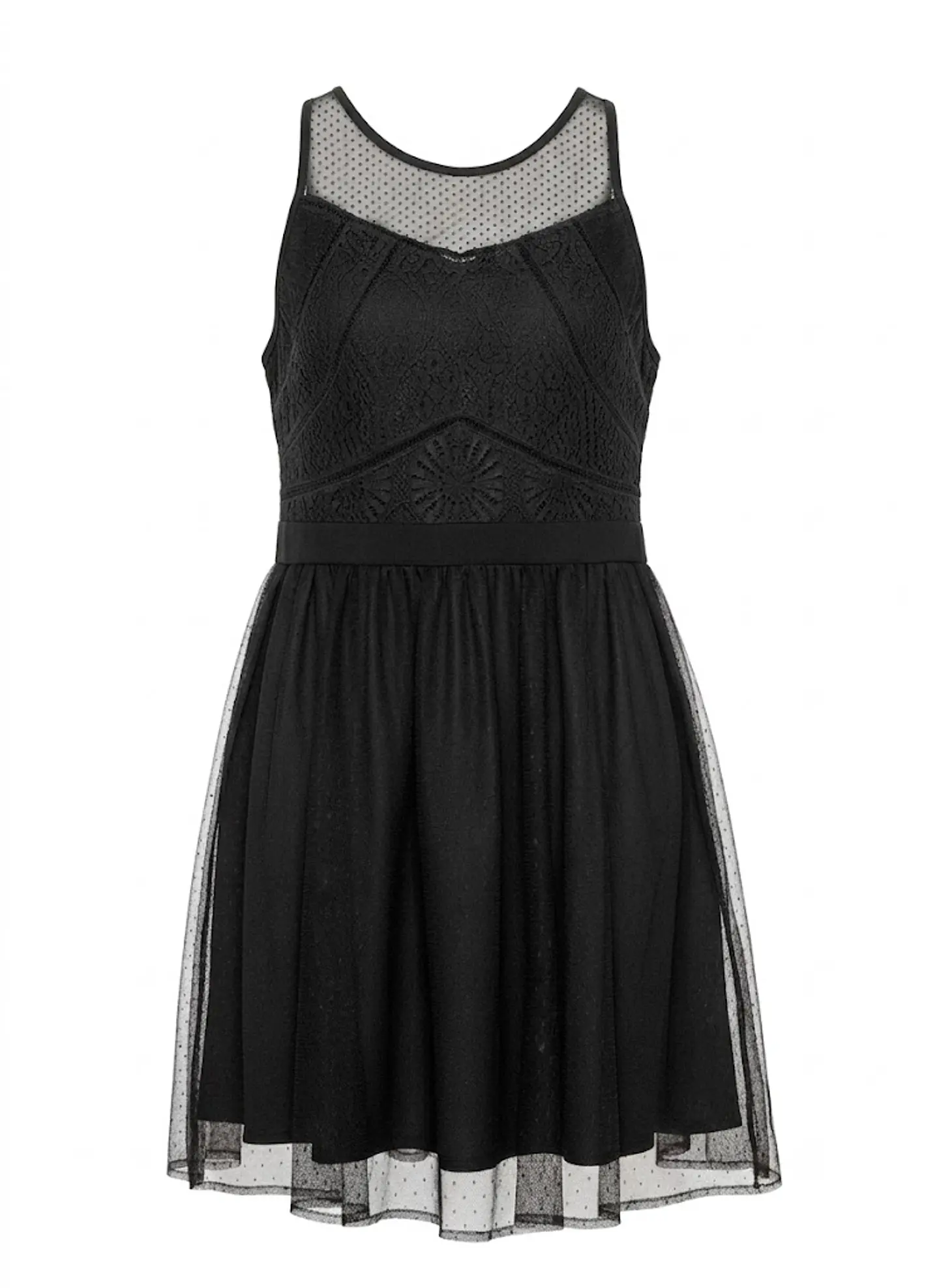 Vestido Corto Negro de Fiesta con Encaje e Xhilaration, Talla M 1