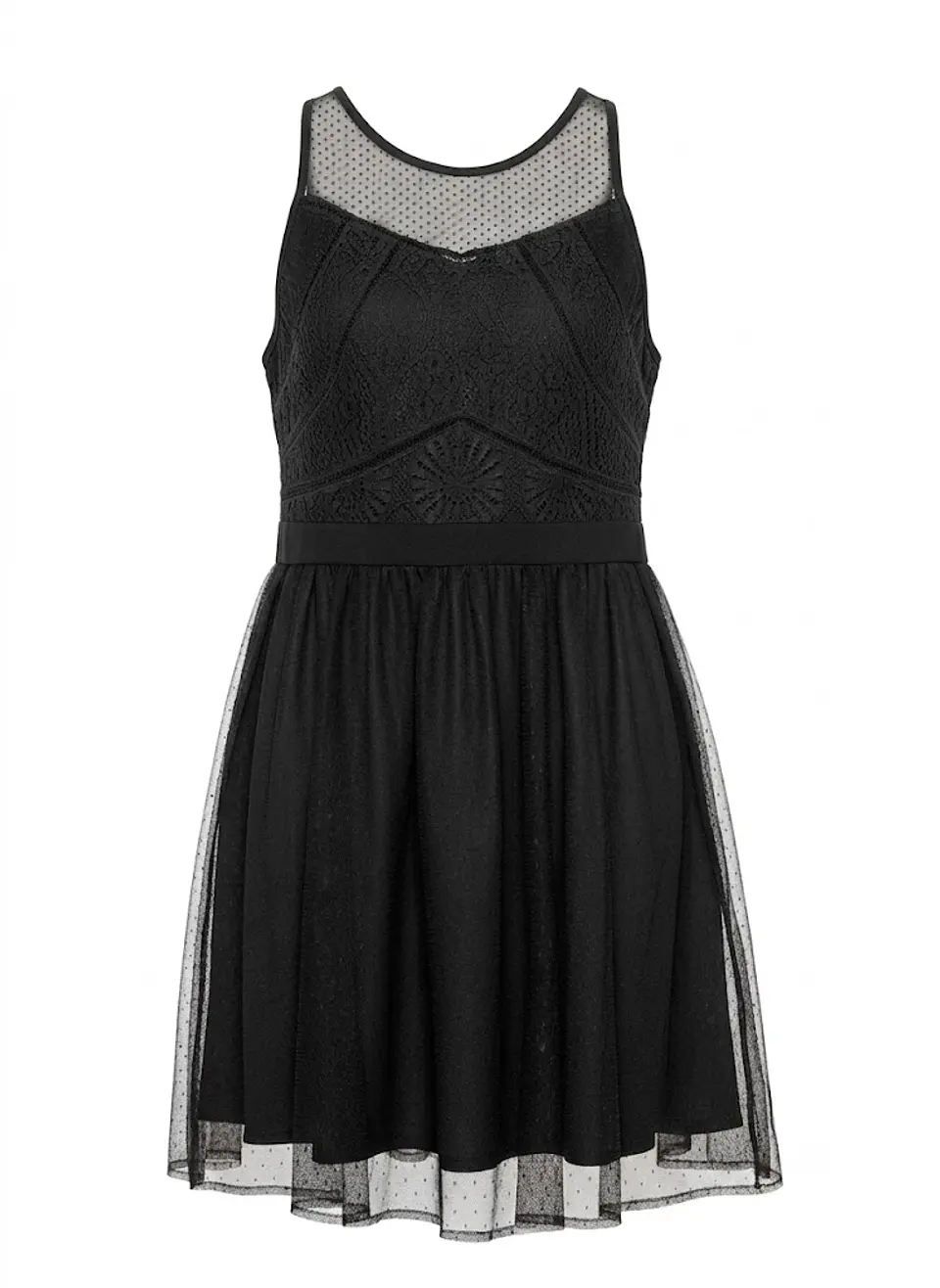 Vestido Corto Negro de Fiesta con Encaje e Xhilaration, Talla M 1