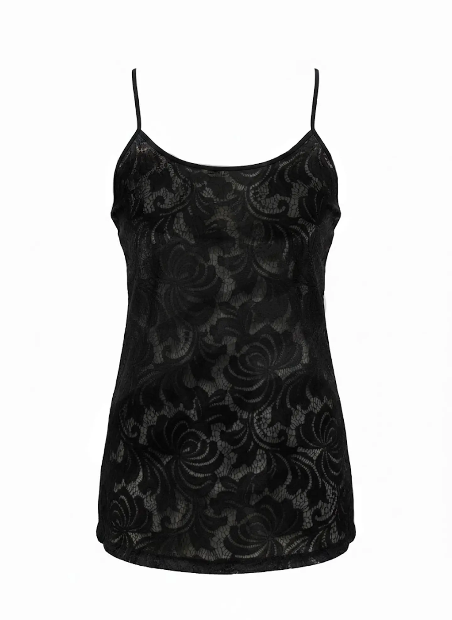 Polera Negra Sin Mangas con Encaje Frontal Ann Taylor Factory, Talla M 1