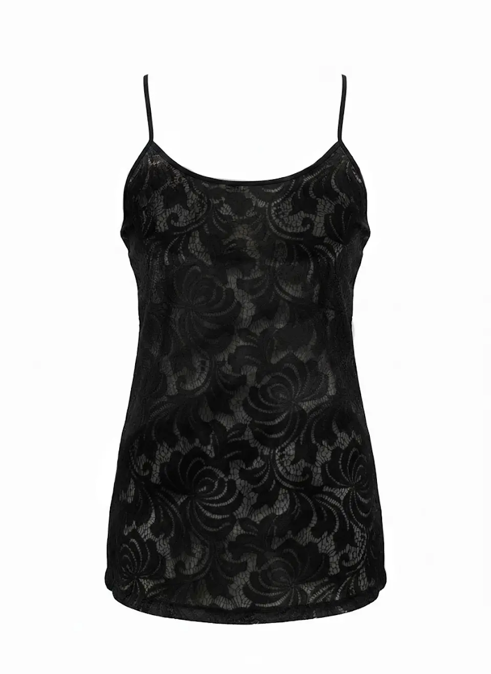 Polera Negra Sin Mangas con Encaje Frontal Ann Taylor Factory, Talla M 1
