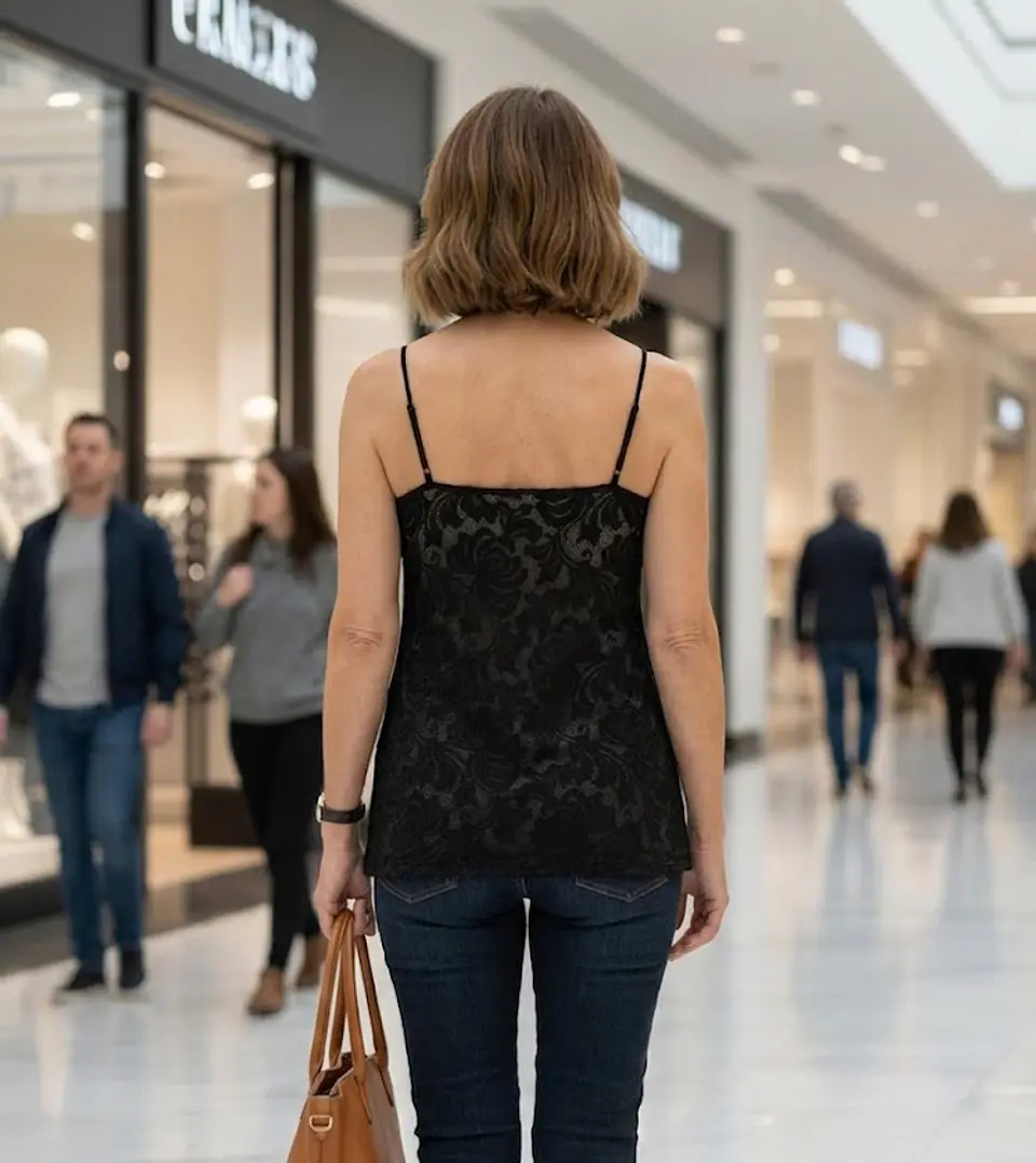 Polera Negra Sin Mangas con Encaje Frontal Ann Taylor Factory, Talla M 5