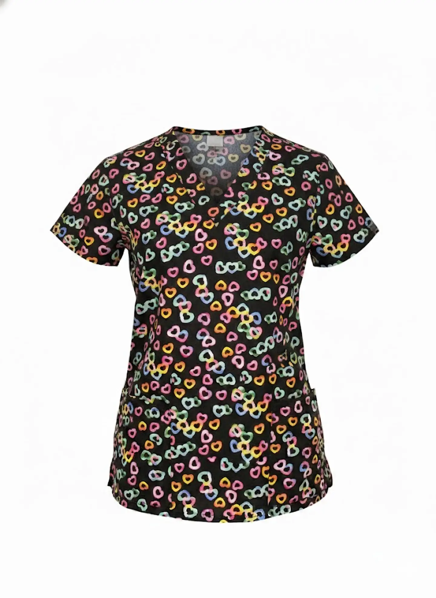 Filipina / Polera Médica Negra de Corazones Cassandra O, Talla S 1