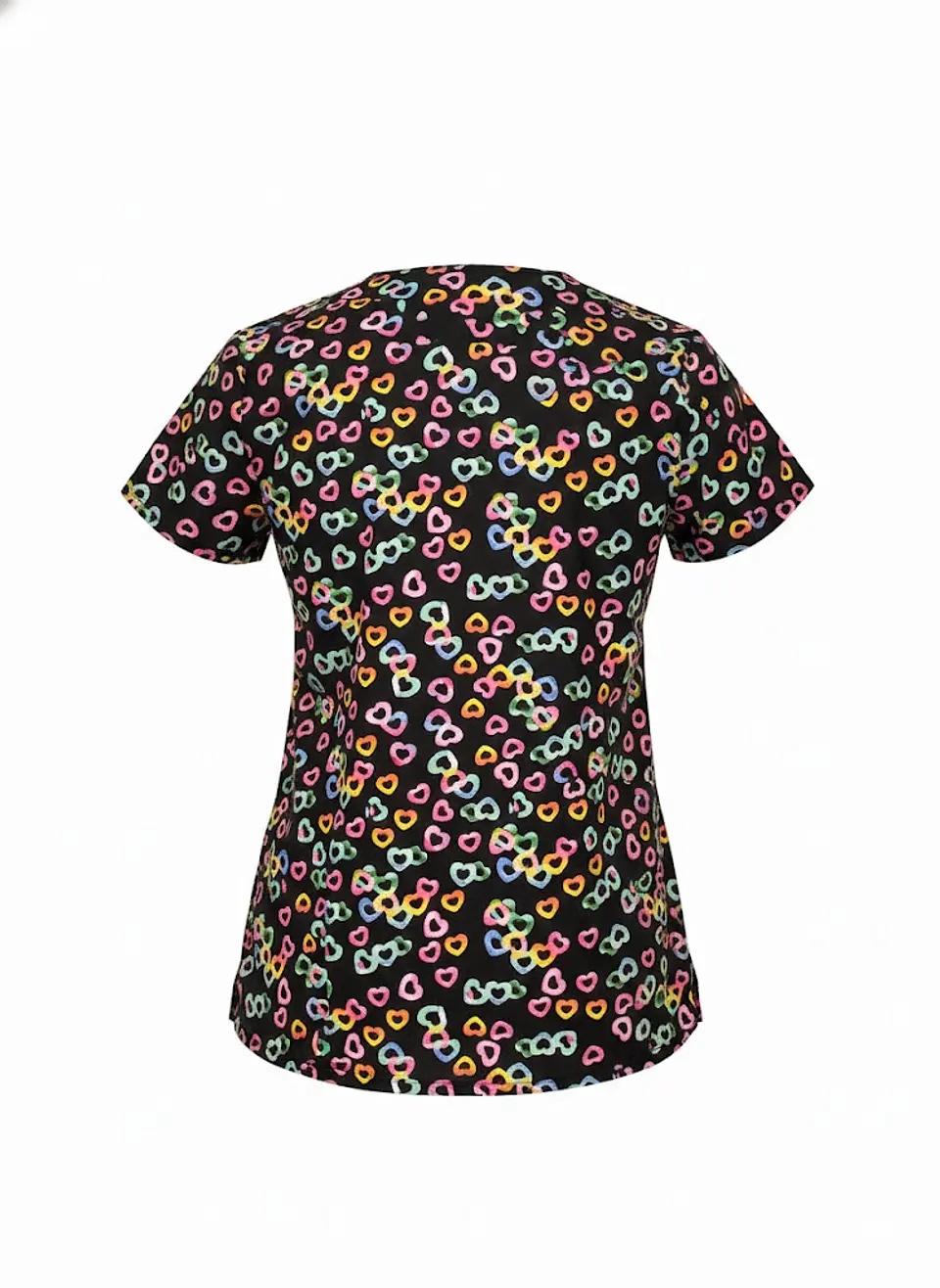 Filipina / Polera Médica Negra de Corazones Cassandra O, Talla S 2