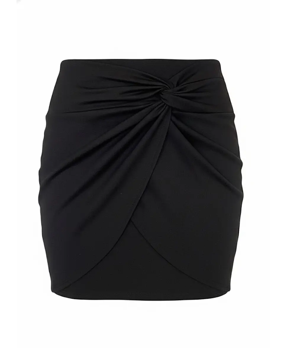 Falda Corta Negra Cruzada con Nudo A New Day, Talla S 1