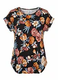Blusa Negra de Flores con Botones Dorados, Talla M - Miniatura 1