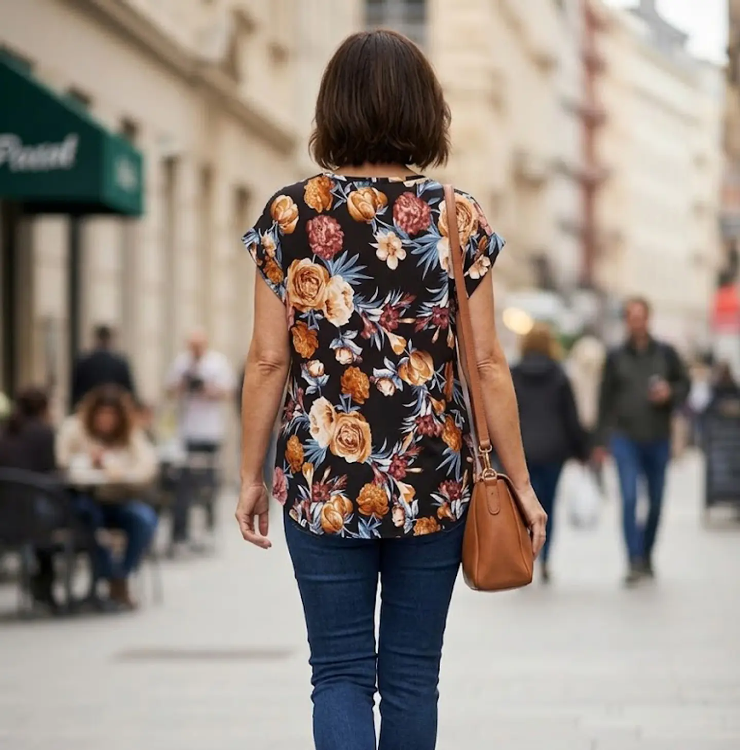 Blusa Negra de Flores con Botones Dorados, Talla M 5