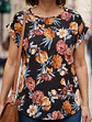 Blusa Negra de Flores con Botones Dorados, Talla M - Miniatura 4