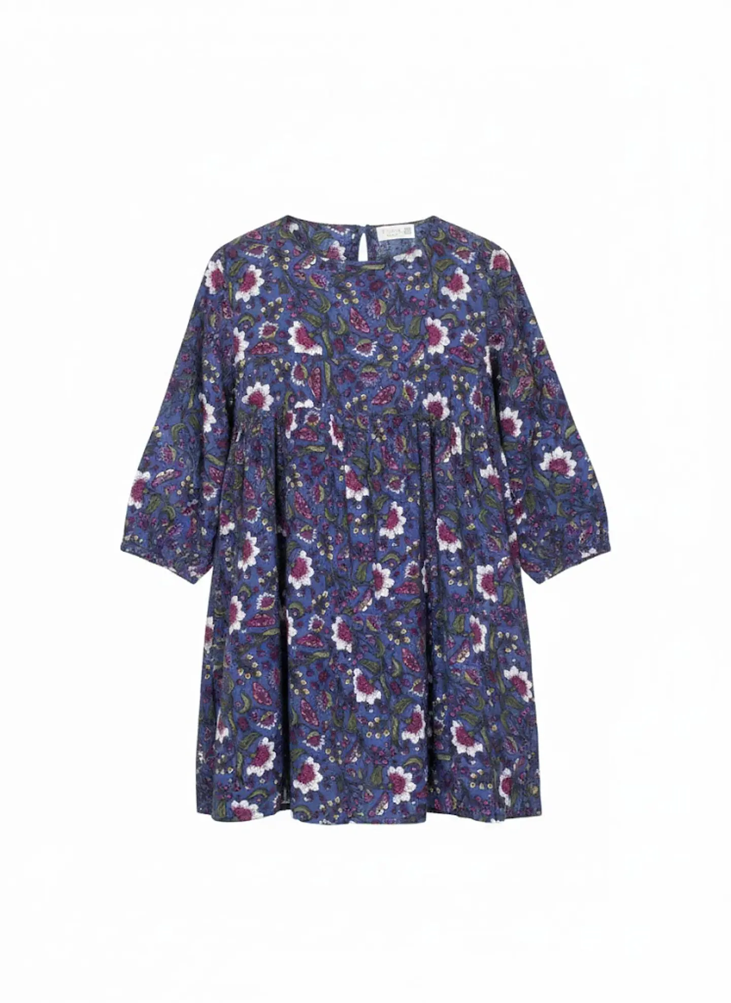 Vestido de Niña Azul con Flores Ficcus, Talla 6 1