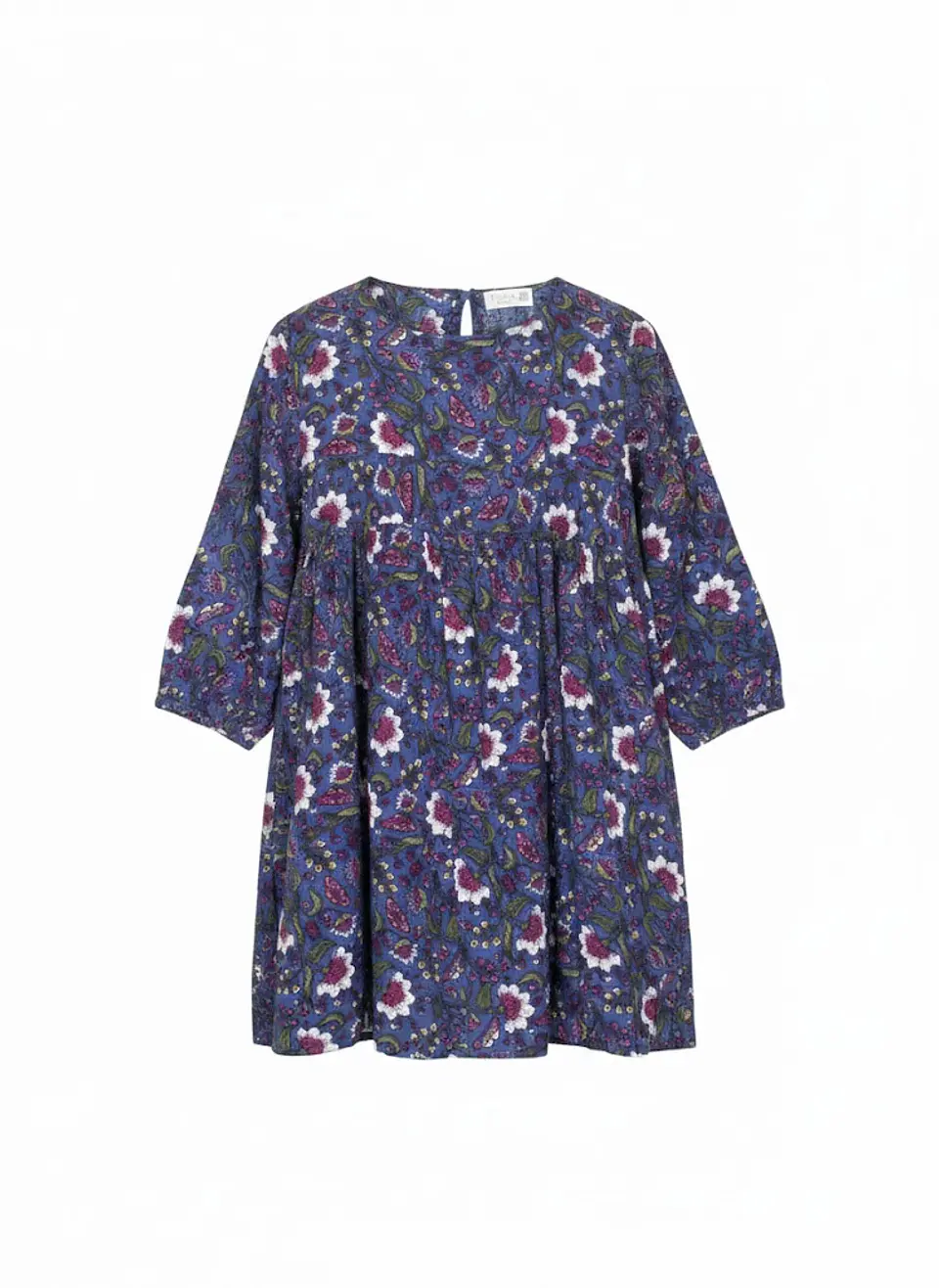Vestido de Niña Azul con Flores Ficcus, Talla 6 1