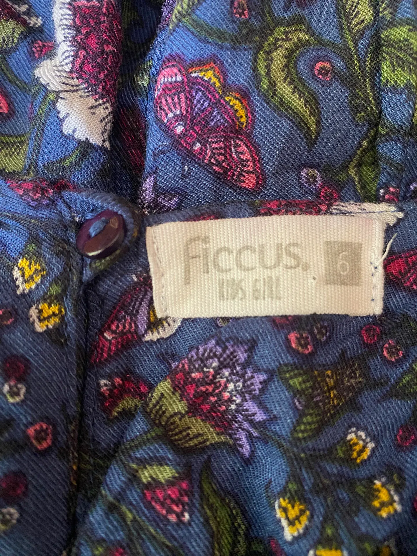 Vestido de Niña Azul con Flores Ficcus, Talla 6 6