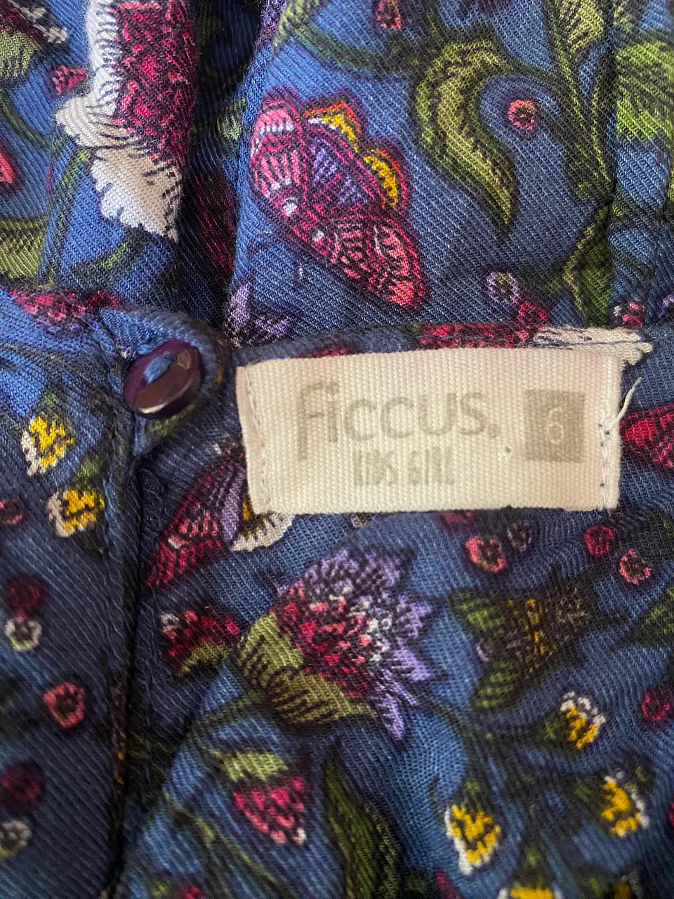 Vestido de Niña Azul con Flores Ficcus, Talla 6 6