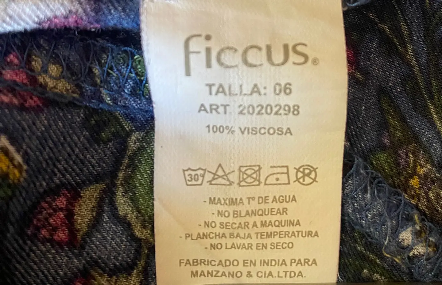 Vestido de Niña Azul con Flores Ficcus, Talla 6 7