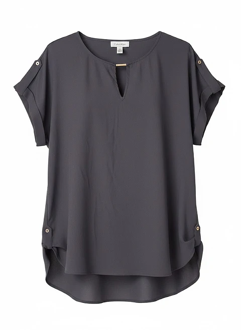 Blusa Calvin Klein Gris Oscuro con Detalle Dorado, Talla XL