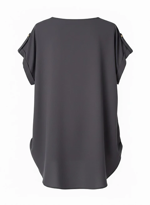 Blusa Calvin Klein Gris Oscuro con Detalle Dorado, Talla XL