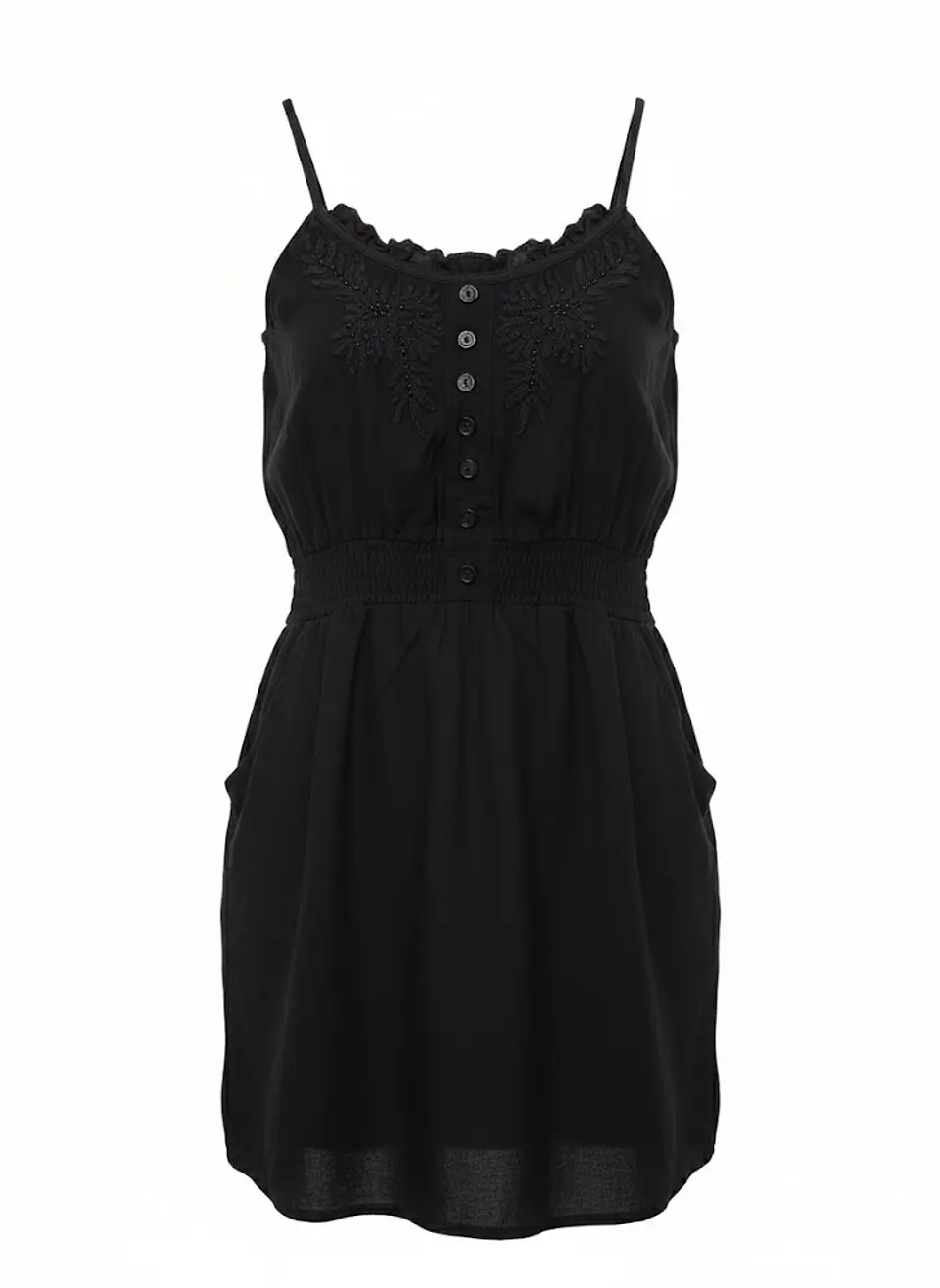 Vestido Corto Negro Nicopoly Bordados y Mostacillas, Talla S 1