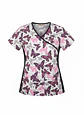 Polera Clínica / Uniforme Médico Estampado Mariposas Green Town, Talla M - Miniatura 1