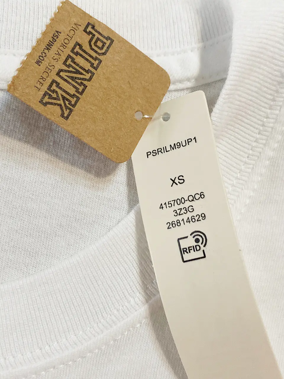 Polera Manga Corta Blanca Mujer Victoria's Secret Pink con Brillantes, Talla XS (NUEVO) 8