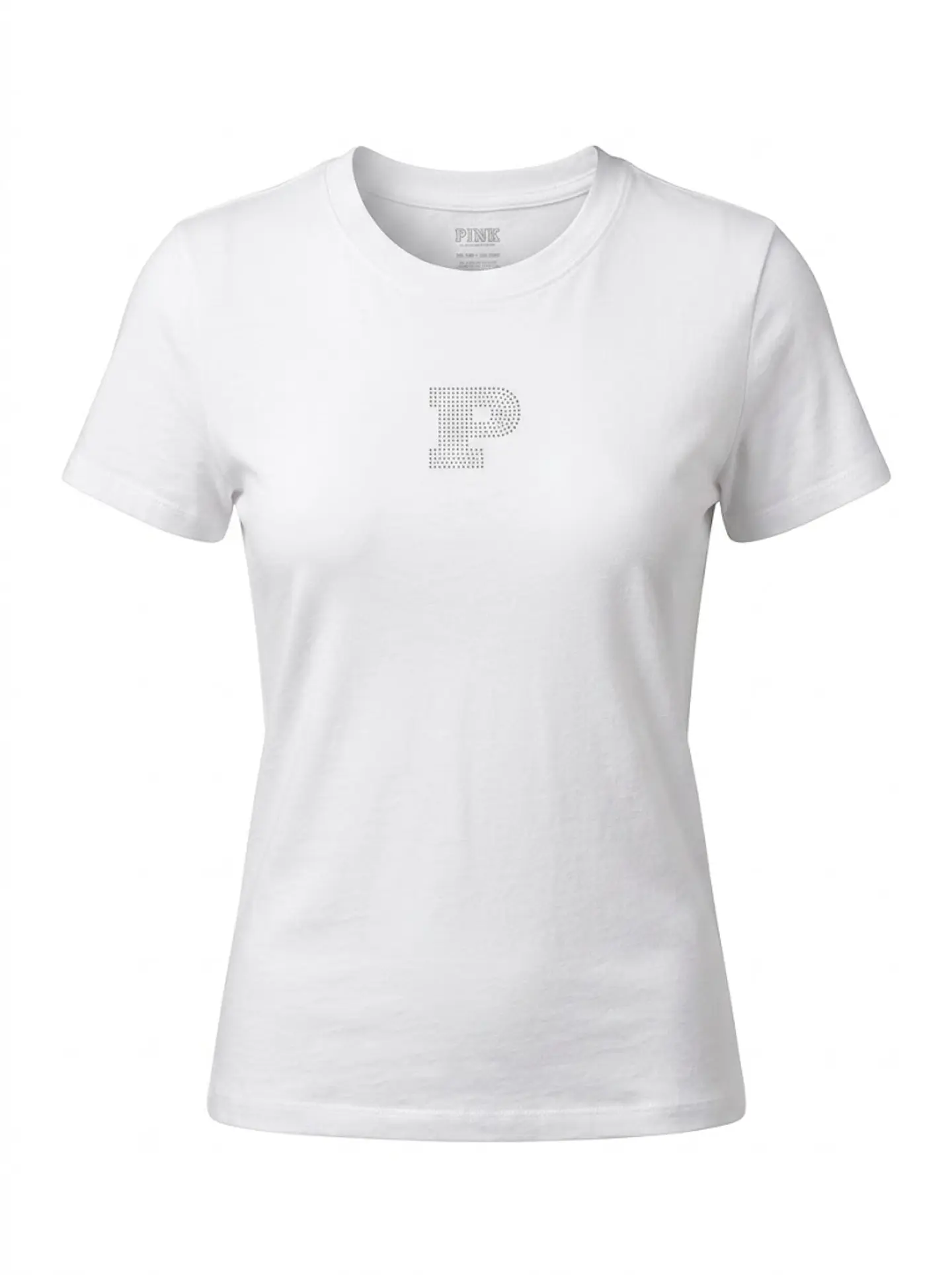 Polera Manga Corta Blanca Mujer Victoria's Secret Pink con Brillantes, Talla XS (NUEVO) 1