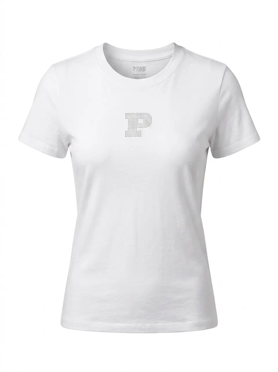 Polera Manga Corta Blanca Mujer Victoria's Secret Pink con Brillantes, Talla XS (NUEVO) 1