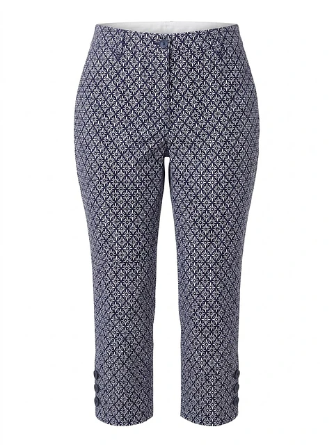 Pantalón Capri Mujer Talbots Estampado Floral Azul - Talla 8 /40 / M