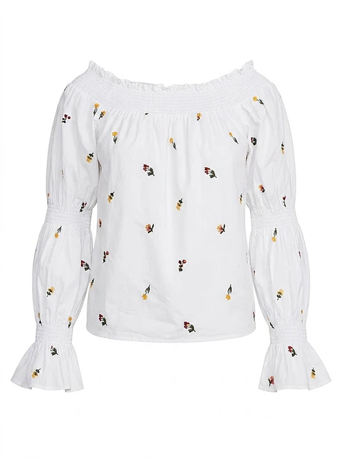 Blusa Blanca Estampada ZARA Trafaluc - Talla S