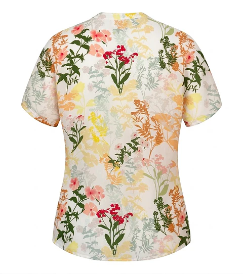 Blusa Estampada Flores Manga Corta Víaressa - Talla M