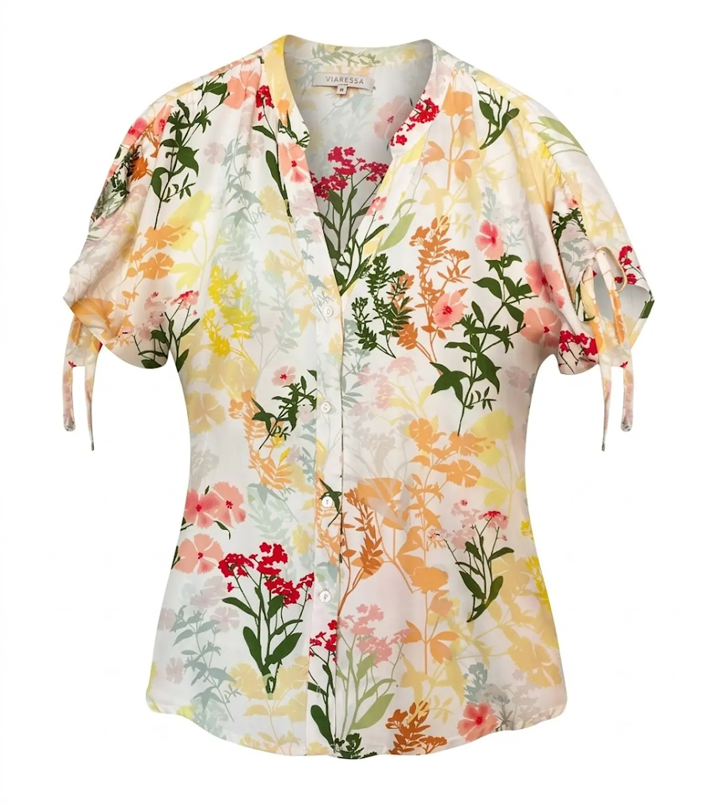 Blusa Estampada Flores Manga Corta Víaressa - Talla M 1