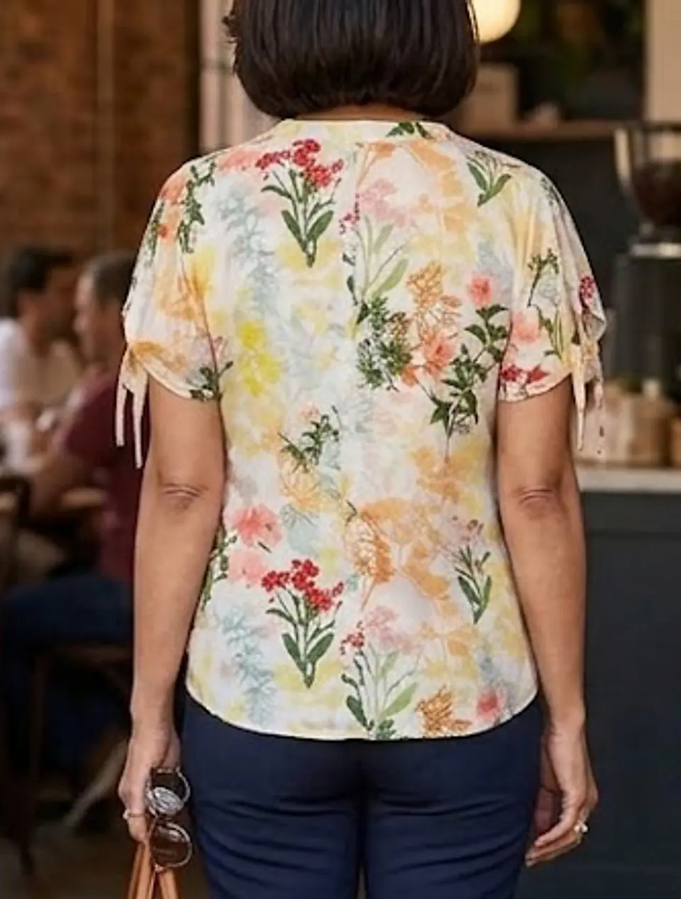 Blusa Estampada Flores Manga Corta Víaressa - Talla M 5