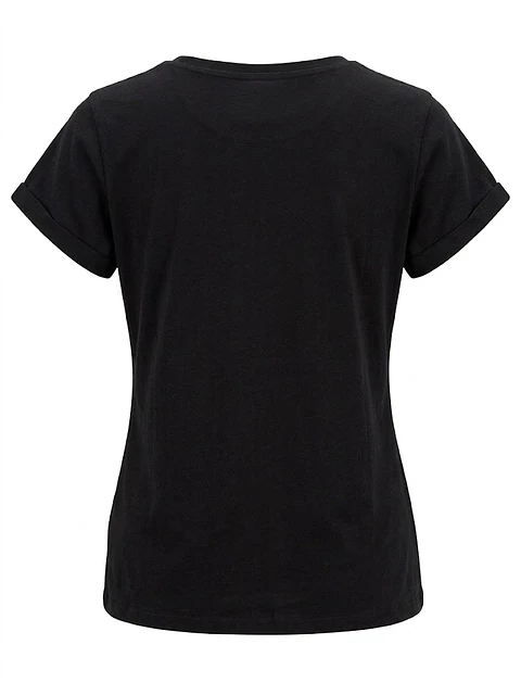 Polera Negra Manga Corta Mujer Caterpillar con Bolsillo - Talla M