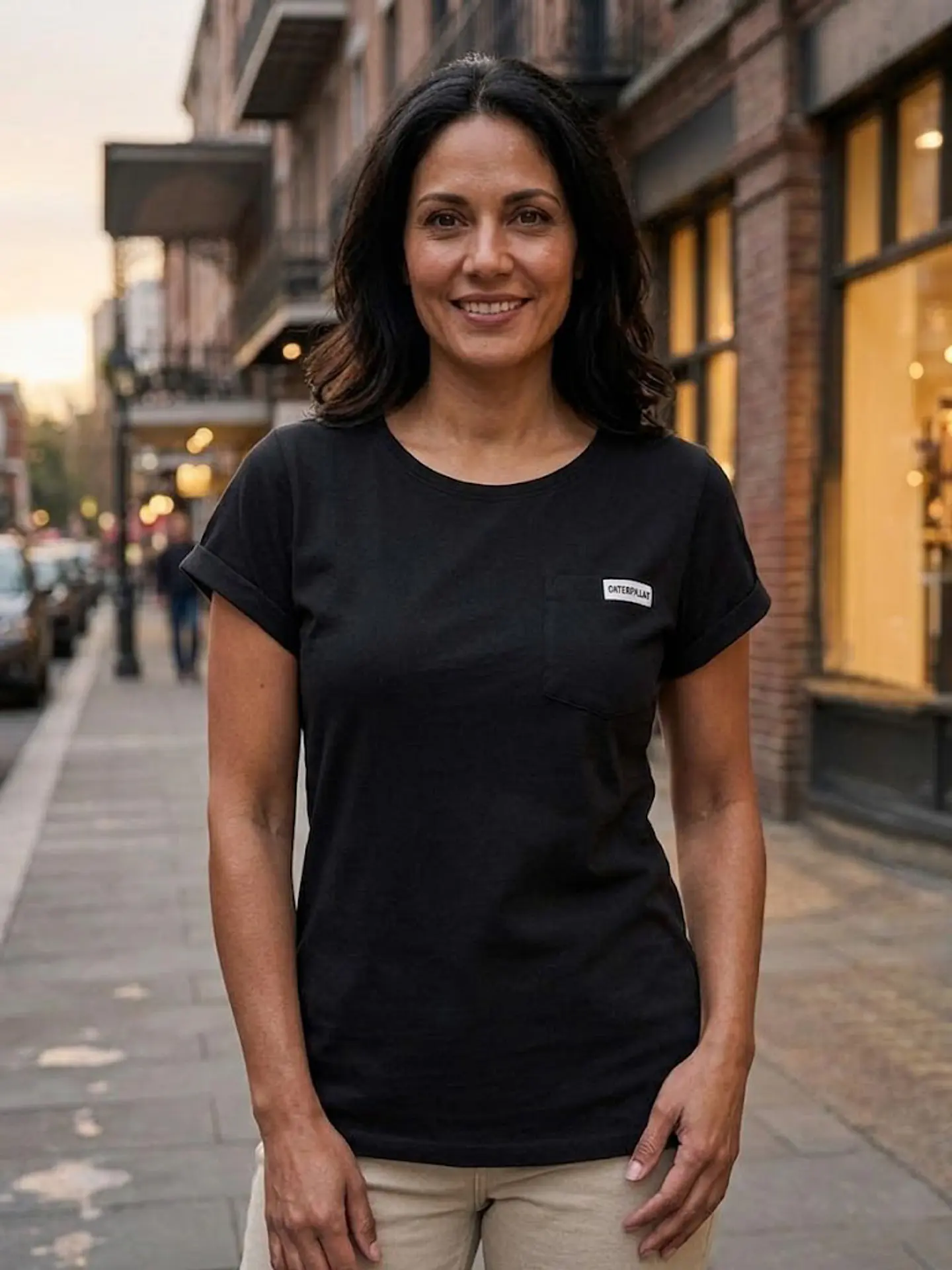 Polera Negra Manga Corta Mujer Caterpillar con Bolsillo - Talla M 3